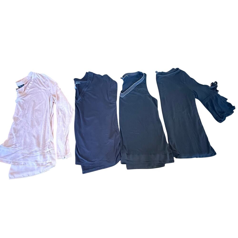 Lot of 4‎ White House Black Market Womens Top Size M Pink Black Blouse Layered